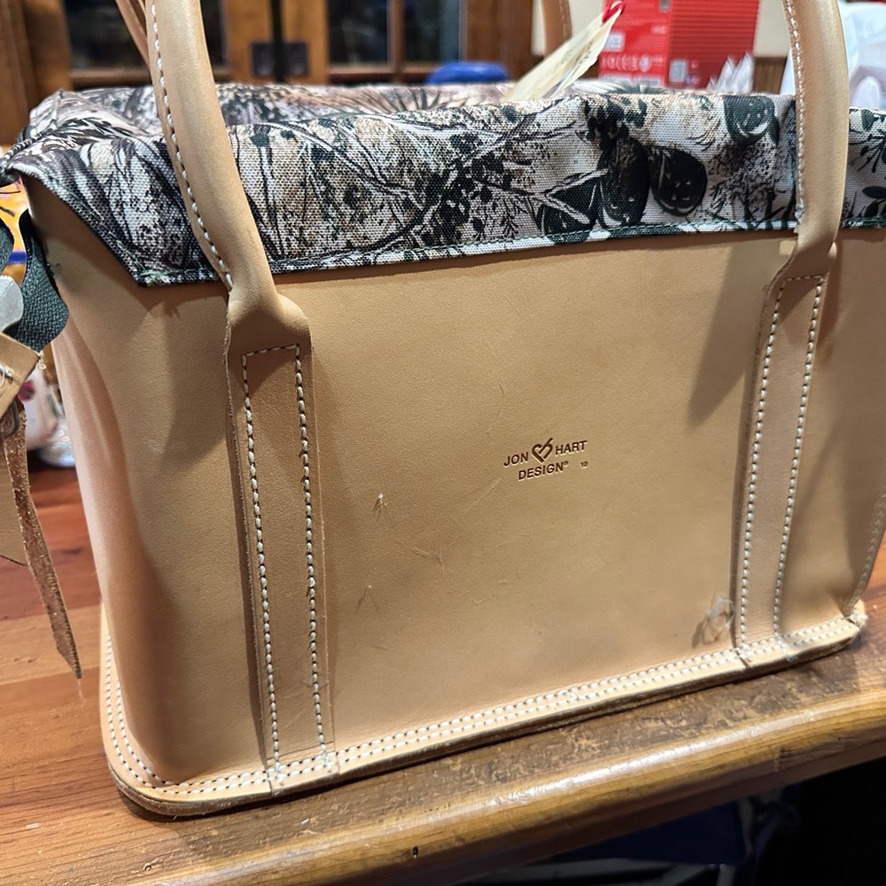Jon Hart Design leather and camo ammo bag or utility bag